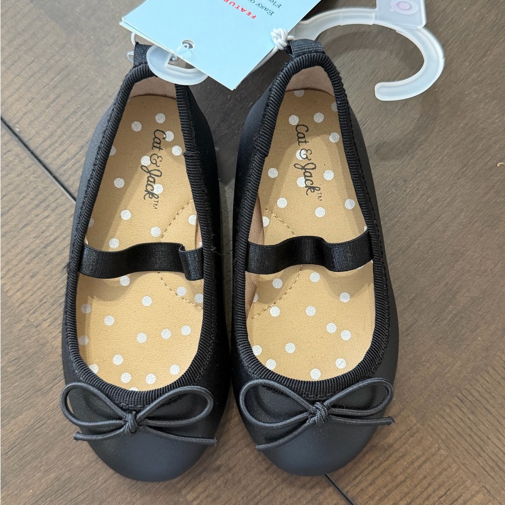 Cat & Jack Black Girls Ballet Flats with Bow